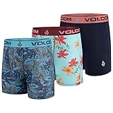 Volcom Mens Boxer Briefs 3 Pack Poly Spandex Performance Boxer Briefs Underwear(Multi/Light Blue/Navy, Large)