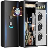 KARUIKEV 10-15 Large Gun Safes for Home Rifle and Pistols (with/without Scope), Quick Access Unassembled Rifle Safes for Home,Quick Access Gun Cabinets with Fingerprint Keypad, Adjustable Pistol Rack
