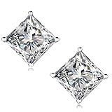 'STUNNING FLAME' 18K Gold Plated Sterling Silver Princess Cut Cubic Zirconia Stud Earrings for men women(w-4)