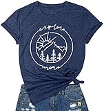 Explore More T Shirts Women Cute Graphic Short Sleeve Funny Mountain Adventure Tee Tops Hiking Workout Shirts,Navy M
