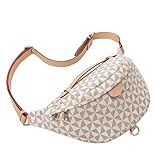 Crossbody Bum Belt Bags for Women, Small Leather Chest Waist Checkered Fanny Packs for Women Travel Sport Camping (White)