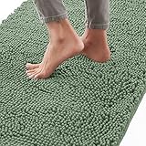 Gorilla Grip Bath Rug 24x17, Thick Soft Absorbent Chenille, Rubber Backing Quick Dry Microfiber Mats, Machine Washable Rugs for Shower Floor, Bathroom Runner Bathmat Accessories Decor, Sage Green