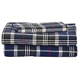 Amazon Brand – Stone & Beam Rustic 100% Cotton Plaid Flannel Bed Sheet Set, Easy Care, Twin, Blue and Green
