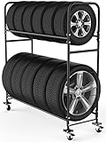 STEELAID Tire Storage Rack - Rolling Tire Rack for Garage - Indoor/Outdoor Shelves 60 inch tire rack organizer