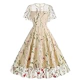 Floral Embroidered Tulle Prom Dress with Flutter Sleeves - Vintage Evening Cocktail Dress for Women