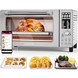 Nuwave Bravo Air Fryer Toaster Smart Oven, 12-in-1 Countertop Convection, 1800 Watts, 21-Qt Capacity, 50°-450°F Temp Controls, Top and Bottom Heater Adjustments 0%-100%, PFAS Free, Stainless Steel