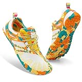 XIHALOOK Hiking Water Sports Shoes Womens Mens Quick Dry Barefoot for Pool Beach Surf Walking Waterpark Beige Yellow, 9 Women/7.5 Men