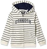 OshKosh B'Gosh Boys' Full Zip Logo Hoodie, Milk/Indigo Blue Stripe, 2T