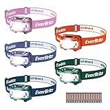 EverBrite Headlamp, 5 Pack Kids Headlamp with Red Light and Memory Function, Head Lamp for Adults and Kids with 5 Modes, Bright Headlamps for Camping, Running, Batteries Included