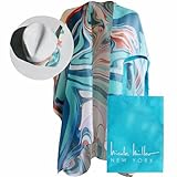 Nicole Miller Straw Sun Hats Kimono Beach Cover Ups for Women and Travel Tote Matching for Packable Foldable, Aqua