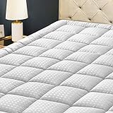 HYLEORY Queen Mattress Pad Quilted Fitted Mattress Protector Cooling Pillow Top Mattress Cover Breathable Fluffy Soft Mattress Topper with 8-21' Deep Pocket