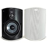 Polk Audio Atrium 6 Outdoor All-Weather Speakers with Bass Reflex Enclosure (Pair, White), Broad Sound Coverage, Speed-Lock Mounting System