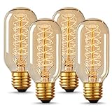 DORESshop Vintage Edison Bulbs 40 Watt, Incandescent Light Bulbs, T45, 110-130 Volts, E26/E27 Base Dimmable Decorative Antique Filament Bulbs, Amber Glass, Warm White, 4 Pack