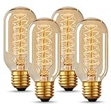 DORESshop Vintage Edison Bulbs 40 Watt, Incandescent Light Bulbs, T45, 110-130 Volts, E26/E27 Base Dimmable Decorative Antique Filament Bulbs, Amber Glass, Warm White, 4 Pack