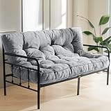 MAXYOYO 6' Futon Mattress Full Size, Tufted Futons Sofa Couch Bed with Twisted Rope Design Edging, Thick Corded Fabric Floor Mattress for Adults, Shredded Foam Filling (Frame Not Included), Dark Grey
