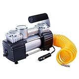 TIREWELL Tire Inflator Portable Air Compressor, 12V 150PSI Air Pump for Car, SUV, Motorcycle, Bicycle, Tire Inflator with Gauge, Air Car Pump with Battery Clamp and 5M Hose, Twin Cylinder Air Pump