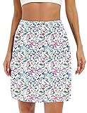 LouKeith Knee Length Skorts Skirts for Women Tennis Skirts Athletic Golf Skorts Casual Workout Skirt with Shorts Pockets Boho Flowers M
