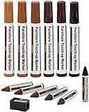 DAIXISM Furniture Repair Kit Wood Markers - Set of 13 - Markers and Wax Sticks with Sharpener Kit, for Stains, Scratches, Wood Floors, Tables, Desks, Carpenters, Bedposts, Touch Ups, and Cover Ups