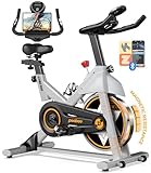 POOBOO Exercise Bike, Stationary Bike for Home Gym w/ Built-in Bluetooth, Magnetic Resistance Indoor Cycling Bike w/Comfortable Seat Cushion & Ipad Mount, Silent Belt Drive Indoor Bike for Cardio