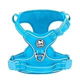 PoyPet No Pull Dog Harness, No Choke Reflective Dog Vest, Adjustable Pet Harnesses with Easy Control Padded Handle for Small Medium Large Dogs(Blue,S)