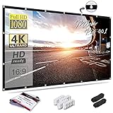 Mdbebbron 120 inch Projector Screen 16:9 Foldable Anti-Crease Portable Projector Movies Screens for Home Theater Outdoor Indoor Support Double Sided Projection