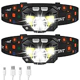 LHKNL Headlamp Flashlight, 1200 Lumen Ultra-Light Bright LED Rechargeable Headlight with White Red Light,2-Pack Waterproof Motion Sensor Head Lamp,8 Mode for Outdoor Camping Running Hiking Fishing