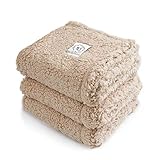 1 Pack 3 Calming Blankets Fluffy Premium Fleece Pet Blanket Soft Sherpa Throw for Dog Puppy Cat Beige Small (23' x16'')