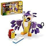 LEGO Creator 3 in 1 Fantasy Forest Creatures, Woodland Animal Toys Set Transforms from Rabbit to Owl to Squirrel Figures, Gift for 7 Plus Year Old Girls and Boys, 31125