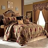 Loom and Mill 9-Piece Jacquard Comforter Set, Luxury Traditional Patchwork Comforter Queen Sets, Ultra Soft Bedding with Euro Shams, Bedskirt, Filled Decorative Pillow for Home Bedroom (Loong, Queen)