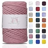 Makromecity, Single Strand Macrame Cord 3 mm x 109 Yards (328 feet) 3mm Single Twisted Dusty Rose Cotton Cord for Macrame Art & Crafts for Wall Hangings Recycled Cotton Cord Yarn (Dusty Rose, 1 Skein)