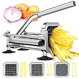 Befano French Fry Cutter, Potato Cutter with 1/2 Inch, 3/8 Inch and 1/4 Inch Blades, Commercial Stainless Steel French Fries Slicer for Whole Potatoes, Carrots, Cucumbers.