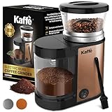 Kaffe Electric Burr Coffee Grinder (5.5oz) w/Adjustable Coarseness Settings - Flat Burr - [New Upgraded Motor ] - Precision Coffee Bean Grinder for Home Use - Stainless Steel (Copper)