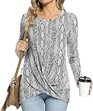 Anymiss Ladies Fall Casual Long Sleeve Tunic Tops with Leggings Crew Neck Hide Belly Tee Shirts Floral XL