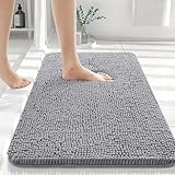 OLANLY Bathroom Rugs 30x20, Extra Soft Absorbent Chenille Bath Rugs, Non-Slip, Dry Quickly, Machine Washable, Bath Mats for Bathroom Floor, Tub and Shower, Grey