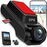 Ecomoment Dash Cam Front and Rear, 4k+1080P Dual Dash Camera for Cars, WiFi GPS Mini Car Camera, 2.0” Display Dashcam, App, 170° Wide Angle, Night Vision, G-Sensor, Free 32G Card