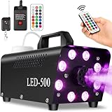 Upgraded Fog Machine Smoke Machine with 13 Colorful 8 Led Lights, 500W and 2000CFM Fog with Wired Wireless Remote Controls, Perfect for Indoor Outdoor Wedding, Halloween, Party and Stage Effect