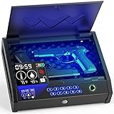 HOLEWOR Gun Safe, Biometric Safes for Pistols with LCD Display of Time Battery, Fingerprint Quick Access Handgun Safe Pistol Bedside, Nightstand, Car, 2 Capacity