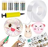 ToyUnited Nano Tape Bubble Kit for Kids - 6.6ft Double Sided Nano Tape Kit with Balloon Pump, Kids Balloon Party Activities, Toys, Gifts for Girls Boys 4, 5, 6, 7, 8, 9, 10 Years Old