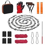 ZSGrowth 56 Inch High Limb Rope Saw with 72 Sharp Teeth Blades on Both Sides, Rope Chain Saw Kit, Rope Saw Tree Saw High, Hand Rope Chain Saw Includes Ergonomic Handles, Hand Straps and Storage Case