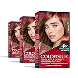 Revlon ColorSilk Beautiful Color Permanent Hair Color, Long-Lasting High-Definition Color, Shine & Silky Softness with 100% Gray Coverage, Ammonia Free, 51 Light Brown, 3 Pack