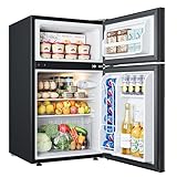 EUHOMY Mini Fridge with Freezer, 3.2 Cu.Ft Compact Refrigerator with freezer, 2 Door Mini Fridge with freezer, Upright for Dorm, Bedroom, Office, Apartment- Food Storage or Drink Beer, Black