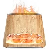 SALKING 2-in-1 Ultrasonic Essential Oil Diffuser & Himalayan Salt Lamp, Aromatherapy Diffuser Cool Mist Humidifier with Auto Off Function, 100% Pure Himalayan Pink Salt Rock, 150ml (Wooden Grain)