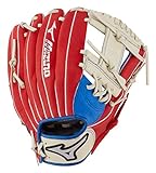 Mizuno unisex-teen GPP1100Y3MEC Prospect Series PowerClose Baseball Gloves, 11', Left Hand, Red/Cream/Royal Deep III Web, 1 Count (Pack of 1)