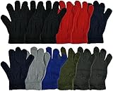 Winter Magic Gloves, 12 Pairs Stretchy Warm Knit Bulk Pack Mens Womens