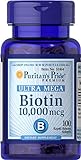 Puritan's Pride Biotin 10000 Mcg, Helps Promote Skin, Hair and Nail Health, Softgels 100 Count