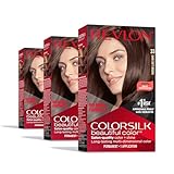 Revlon Permanent Hair Color, Permanent Brown Hair Dye, Colorsilk with 100% Gray Coverage, Ammonia-Free, Keratin and Amino Acids, Brown Shades (Pack of 3)
