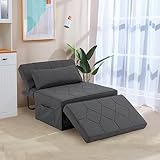Mdeam Upgraded Sleeper Chair Bed Sofa Bed 4 in 1 Multi-Function Folding Ottoman Bed with Adjustable Backrest for Small Apartment/Living Room,No Installation(Dark Gray)