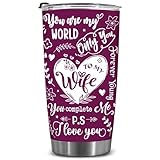VUNVUT86 Wife Gifts - Christmas Gift For Wife - Wife Purple Tumbler - Valentine Day Gifts For Wife - Mothers Day, Anniversary, Birthday Gifts For Wifey, Mom, Bride, Girlfriend, Mrs, Her, Women 20OZ