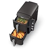 Ninja DoubleStack 2-Basket Air Fryer, DoubleStack Technology Cooks 4 Foods at Once, Space Saving Design, 8 QT, 6-in-1, Smart Finish & Match Cook, Air Fry, Broil, Bake, Easy Meals & Clean, Black, SL201