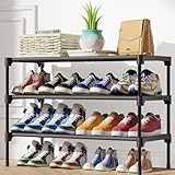Kitsure Shoe Rack for Closet - Sturdy Shoe Organizer for Entryway and Front Door Entrance, 4-Tier Shoe Storage, Shoe Shelf, Free-Standing Closet Shoe Organizers and Storage, Black